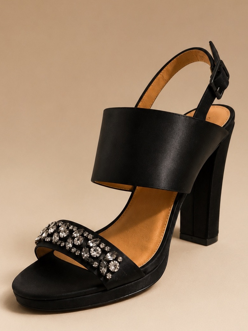 Report Black Jeweled Block Heel Slingback